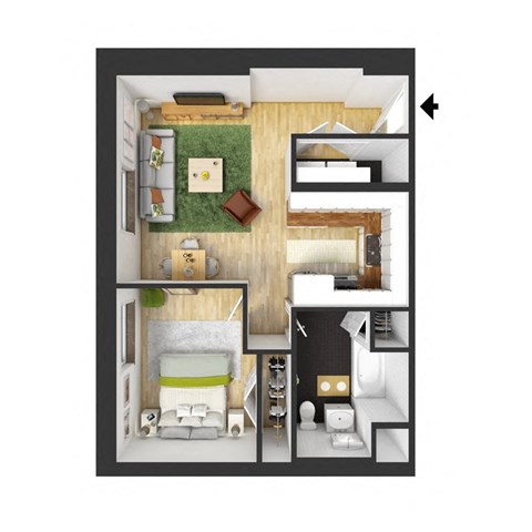 The Commerce Floor Plan | 700 Sq. Ft. at The Hudson, Richmond